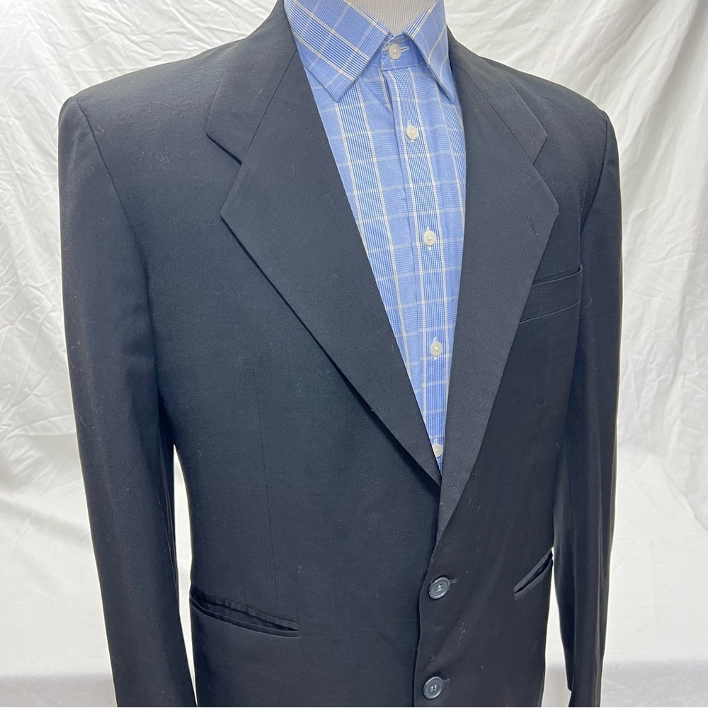 YSL Yves Saint Laurent 44R Lightweight Wool Black Sport Coat Blazer unvented